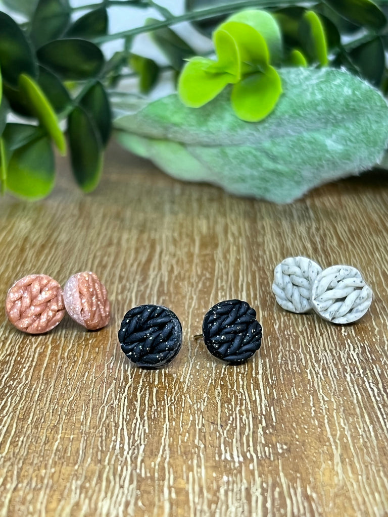 Neutral Knitted Studs