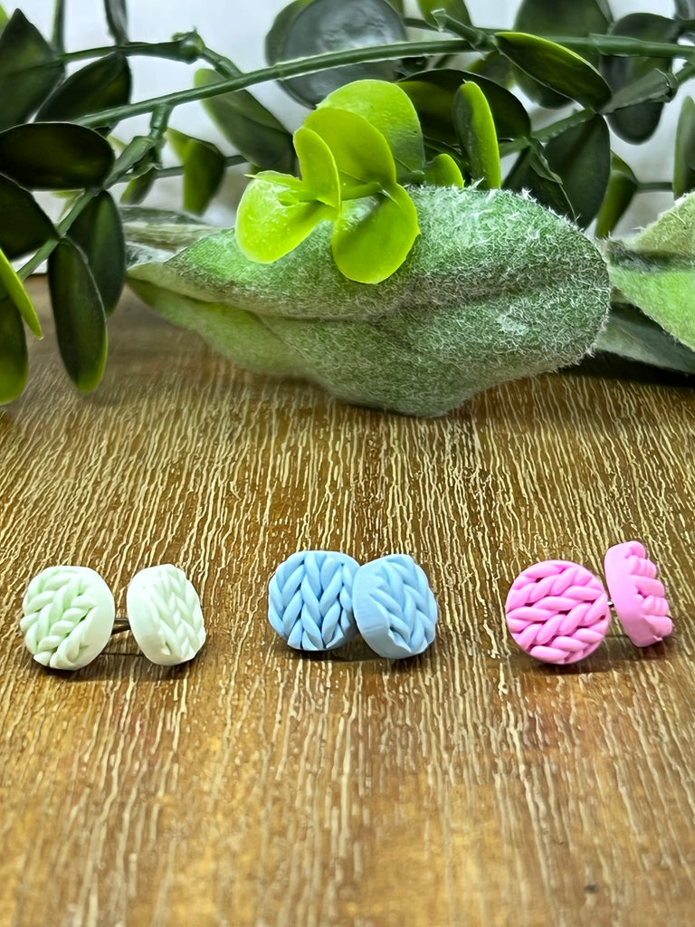 Knitted Studs Pastel