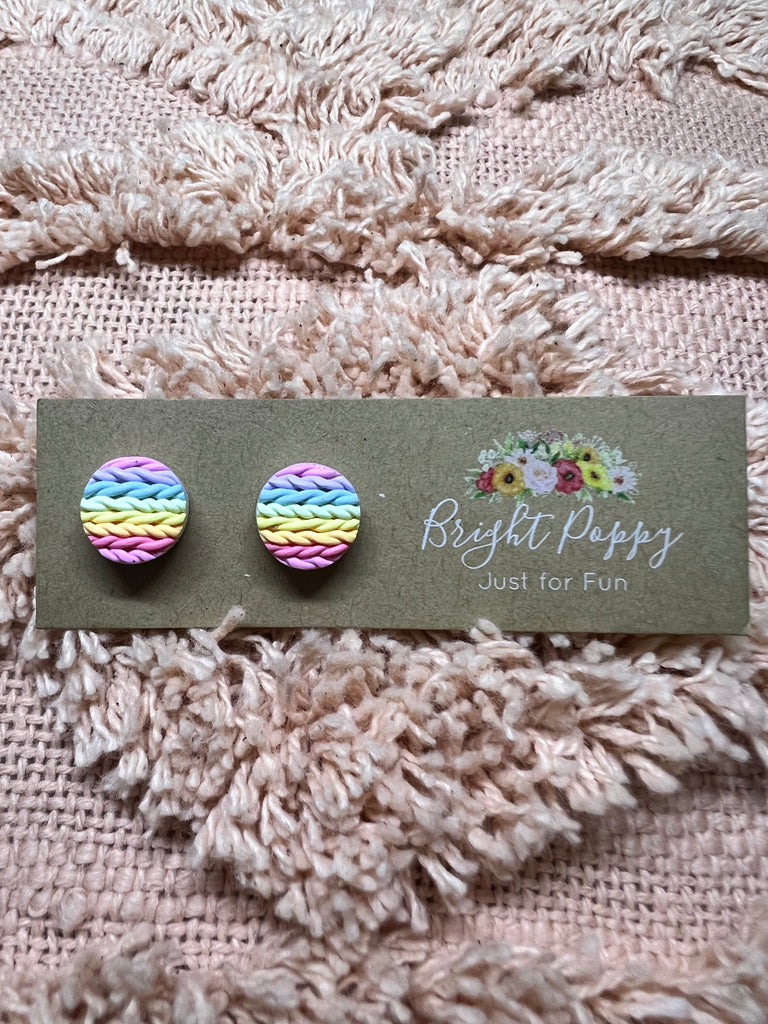 Rainbow Pastel Knitted Studs