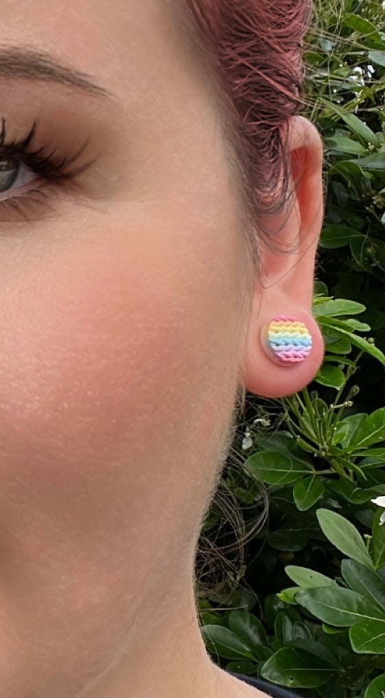 Rainbow Pastel Knitted Studs