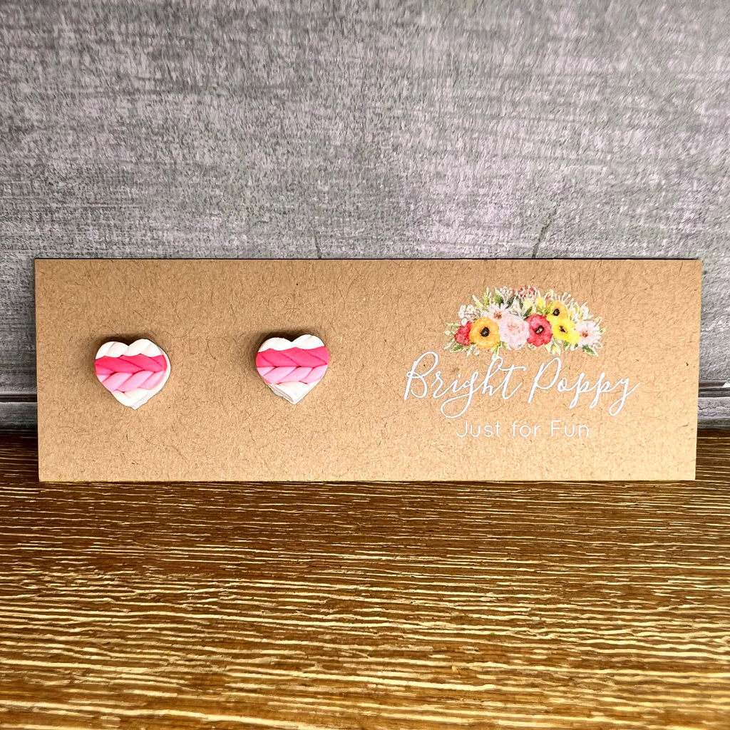 Pink Ombre Heart Studs